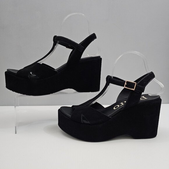 Pedro Garcia Domiel Platform Wedge Sandal Womens EU 40 Black Suede Chunky NEW - Picture 2 of 13